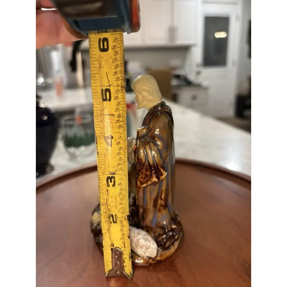 Vintage Ceramic Nativity Scene Figurine Mary Joseph Baby Jesus‎ Sheep Statue